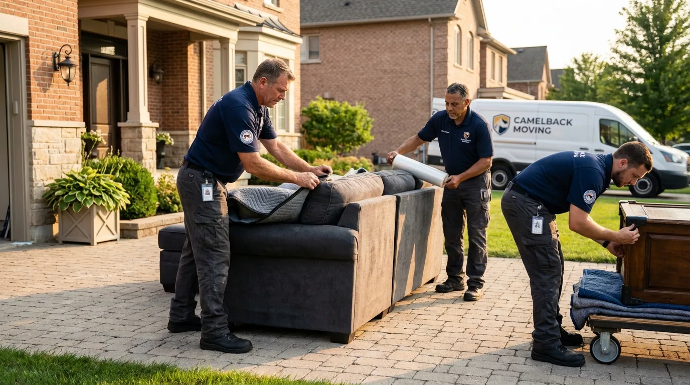 Large estate moving crew wrapping furniture in South Thomaston, ME